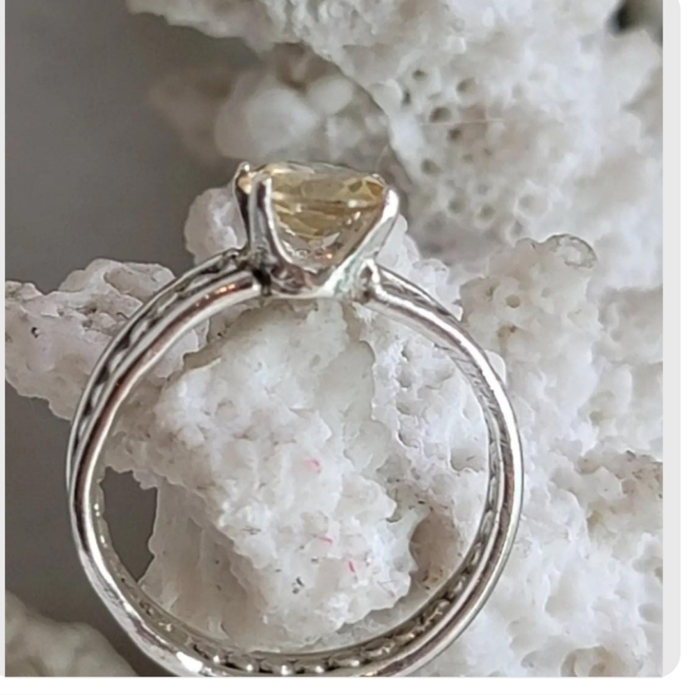 CITRINE CRYSTAL SOLITARY RING HANDMADE IN STERLING SILVER SZ 8
